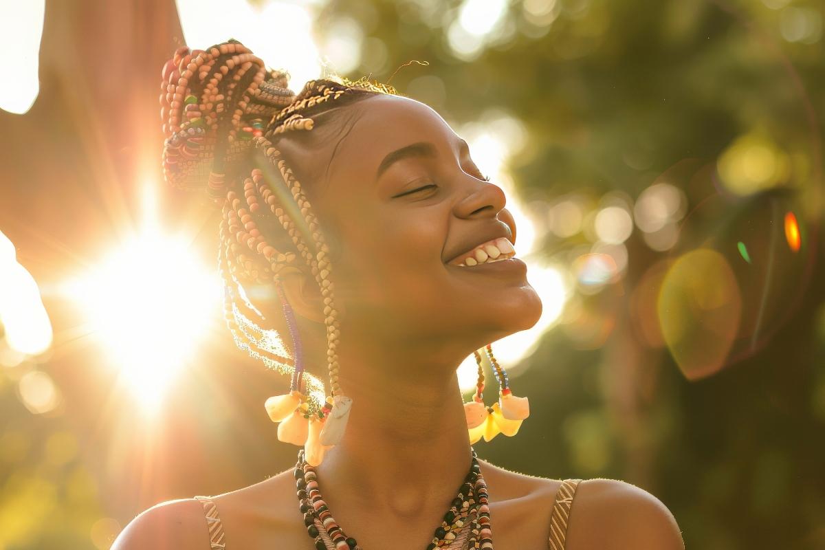 Femme souriante avec des tresses