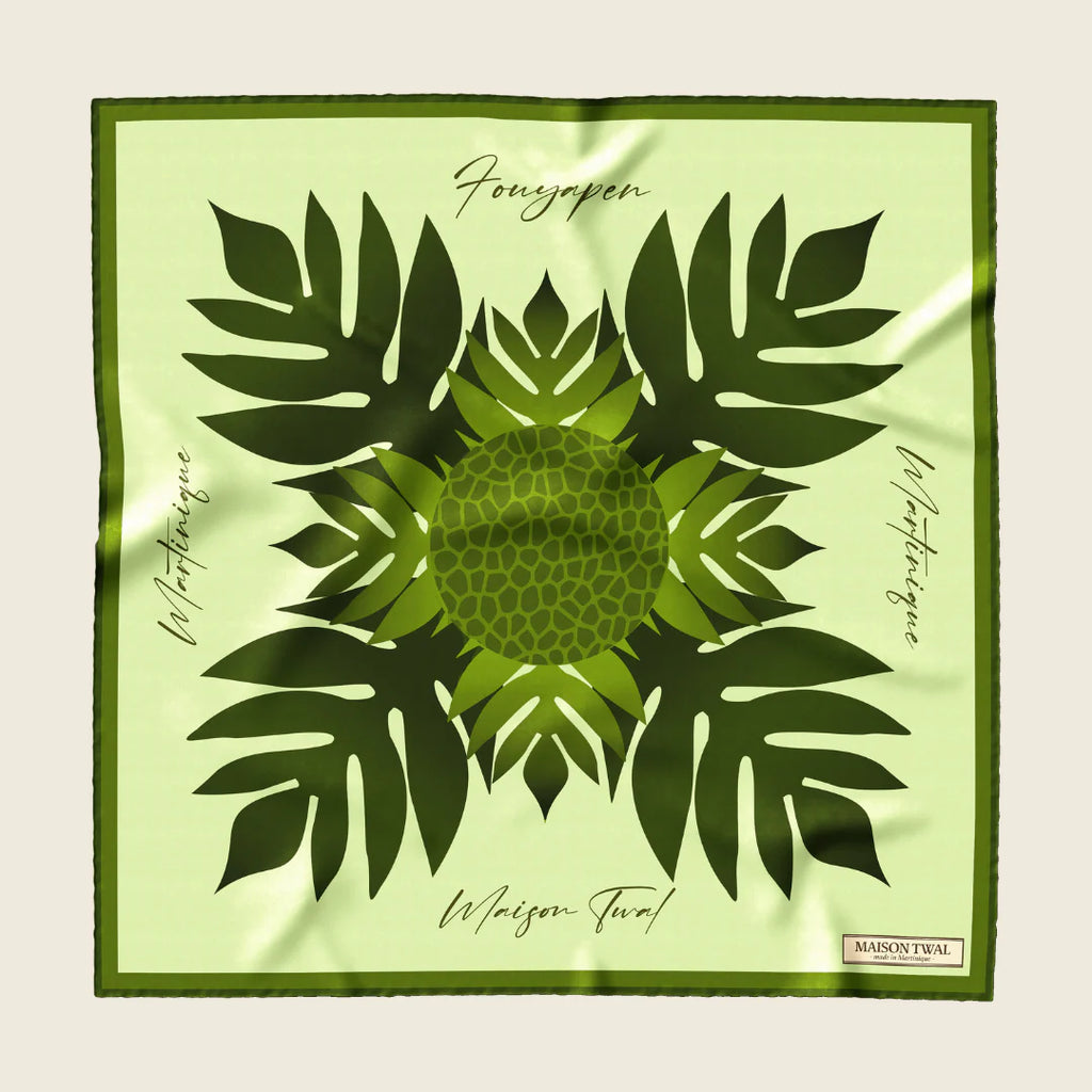 Foulard fouyapen maison twal soie vert